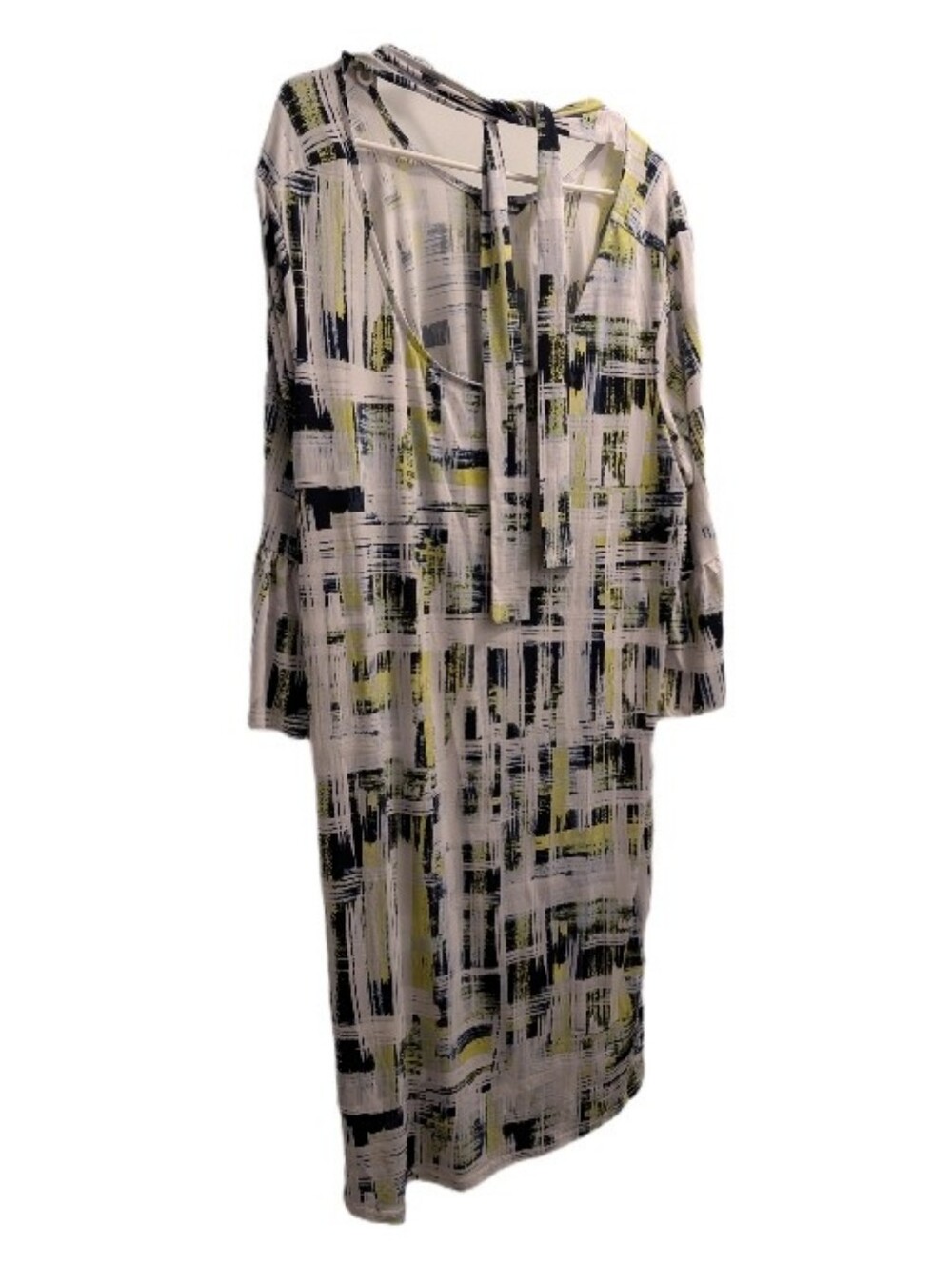 Nina Leonard Abstract Print Neck Tie Midi Dress 3X